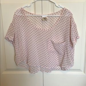 Blush pink polka dot crop top